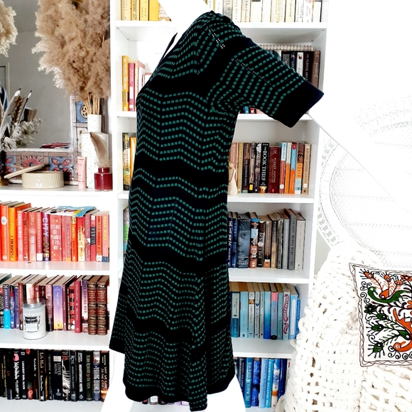 Knited Vintage Green and Black Modest Dress - Picture 2 of 7